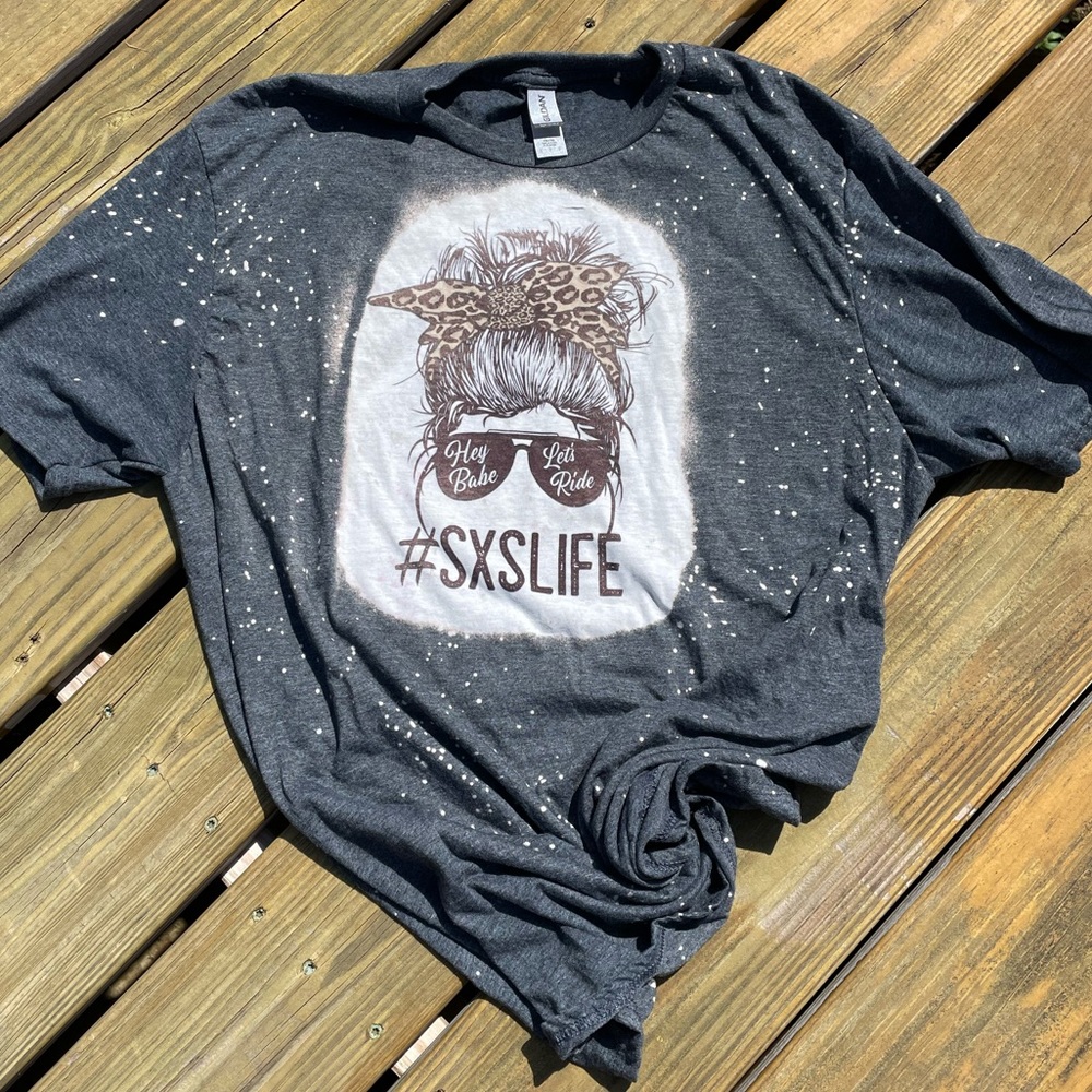 SXS Life Messy Bun T-Shirt Bleached